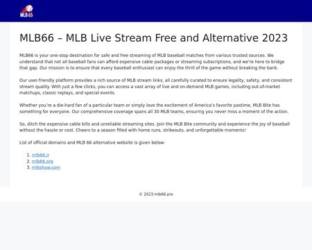 Mlb best sale 66 streams