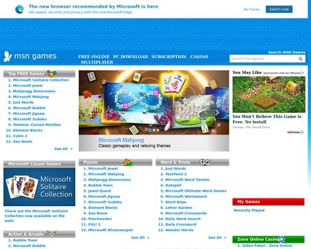 MSN Games - Free Online Games, zone.msn.com/en-us/home